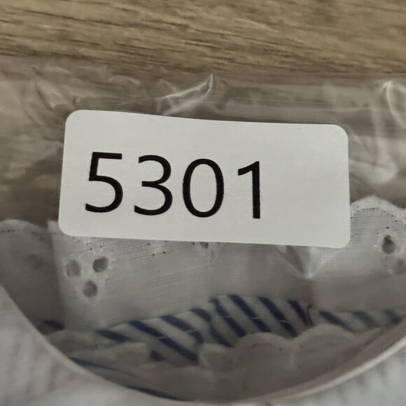 Lightening Bug Dress Girl 2T Blue White Stripe Ruffle A-Line Girly Nautical Boho - Picture 9 of 9